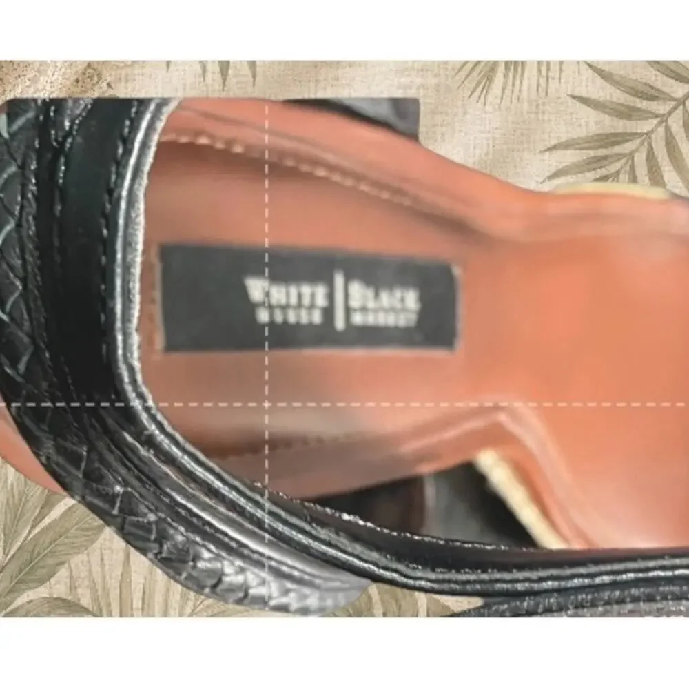 WHBM White House Black Market Womens 10M Black Leather Espadrille Wedge Sandals - Picture 4 of 10